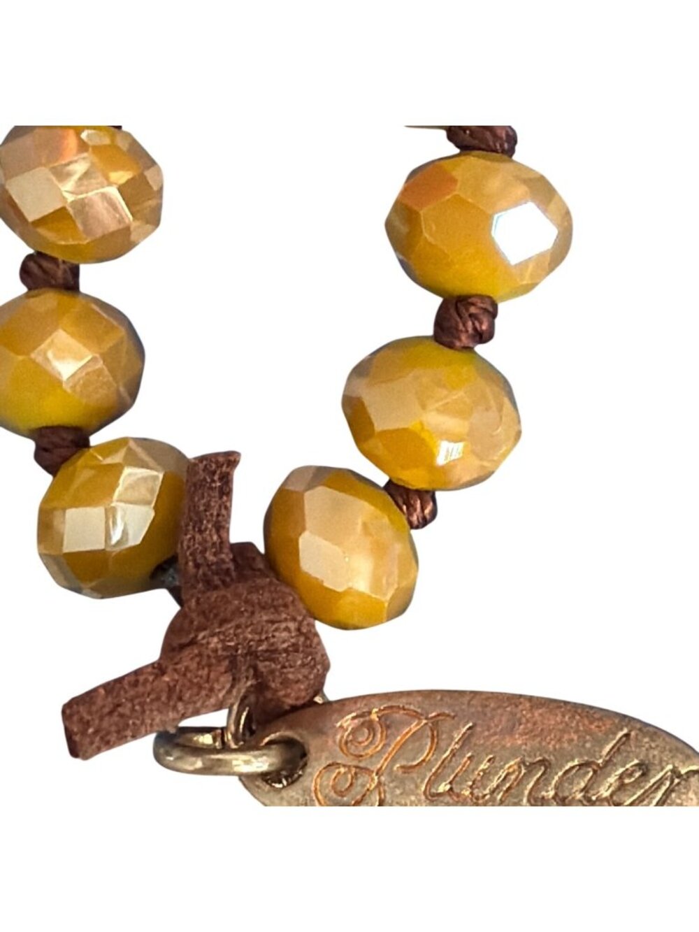 Plunder Annalyse Necklace Marble Pendant Gold Tone Mustard Yellow 38" - Picture 3 of 5